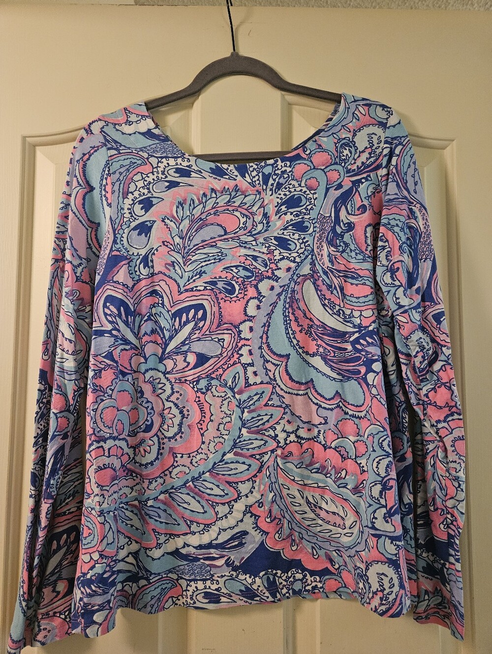 Lilly Pulitzer Paisley Long Sleeve Top in Pink & Blue